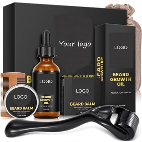 Beard Grooming Kit Manufacturer - Private Label Beard Oil Growth Care 4 in 1 Set Mens