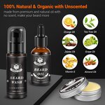 Beard Care Kit Manufacturer - Private Label Organic Men's Grooming Natural Beard Oil Balm Orange Comb Roller