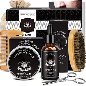 Beard Grooming Kit Manufacturer - Private Label Beard Growth Kit with Beard Roller 100% Natural Organic