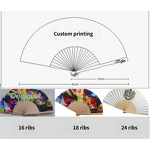 Hand Fan Manufacturer - Custom Logo 13Inch Large Folding Clack Plastic Decorate Festivals Accessories Gifts