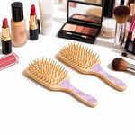 Hair Brush Manufacturer - Factory Custom logo Padded Cushion Acetate Wood Bamboo Curly Detangler