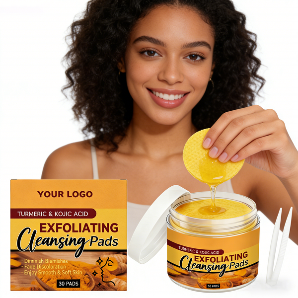 Cleansing Pads Manufacturer - Custom Private Label Moisturizing Brightening Exfoliating Pad Turmeric Kojic Acid Cleansing Cotton Pads