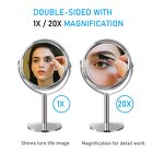 Makeup Mirror Manufacturer - Manufacturer Swivel 10x 360° Rotation Tabletop Double Sided Magnifying Stand Cosmetic Mirror with Led Light