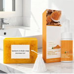 Facial Cleanser Set Manufacturer - Private Label Turmeric & Vitamin C Foaming Cleanser Set with Kojic Acid & Brush