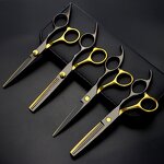 Hair Scissor Set Manufacturer - OEM Custom Wholesale Professional Stainless Steel Black Scissor Set Salon Hair Cutting Shears Kit