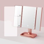 Makeup Mirror Manufacturer - High Quality Folding OEM LED Touch Screen Makeup Mirror Desktop Cosmetics Lighting Mirrors with Led