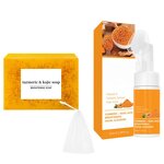 Soap Set Manufacturer - 100% Natural Organic Turmeric Soap Mousse Set Facial Cleansing Moisturizing Oil Control Brightening Skincare Set