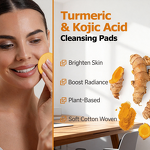 Cleansing Pads Manufacturer - Private Label Facial Care Cotton Pads 60 Count with Turmeric & Kojic Acid Anti-Acne Exfoliating