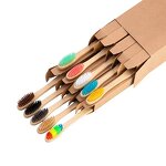 Toothbrush Set Manufacturer - Custom Logo Eco-friendly Oral Care Biodegradable Soft Bristle Toothbrush 10PCS Wood Mix Color Bamboo Handle