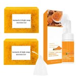 Soap Set Manufacturer - Private Label Organic Liquid Solid Bar Soap Facial Cleanser Skincare Set Lemon Turmeric Kojic Acid Brightening
