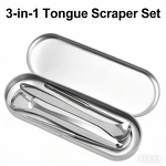 Tongue Scraper Set Manufacturer - Custom Logo 3 PCS Metal Tongue Scraper Set Tongue Cleaning Brush with Travel Case