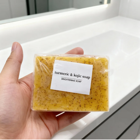 Bath Soap Manufacturer - 100g Customized Logo Natural Handmade Lemon Turmeric Kojic Acid Brightening Anti-Acne Soap