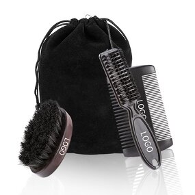 Beard Brush Comb Set Manufacturer - Natural Wood Beard Brush Comb Scissors Grooming Kit Beard Brush for Men OEM