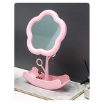 Makeup Mirror Manufacturer - Custom Logo Portable Desktop Sunflower Flower Makeup Mirror Single-Sided Plastic Rotatable Travel Mirror
