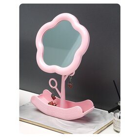 Makeup Mirror Manufacturer - Custom Logo Portable Desktop Sunflower Flower Makeup Mirror Single-Sided Plastic Rotatable Travel Mirror