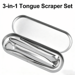 Tongue Scraper Set Manufacturer - Professional 3pcs Stainless Steel Tongue Scraper with Laser Printed U-Shaped Design Private Label