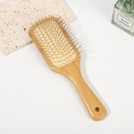 Scalp Massage Comb Manufacturer - Eco-friendly Natural Bamboo Wooden Massage Oval Paddle Steel Teeth Comb