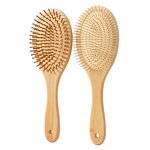 Scalp Massage Comb Manufacturer - Eco-friendly Natural Bamboo Wooden Massage Oval Paddle Steel Teeth Comb