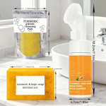 Facial Cleanser Set Manufacturer - Private Label Turmeric & Vitamin C Foaming Cleanser Set with Kojic Acid & Brush