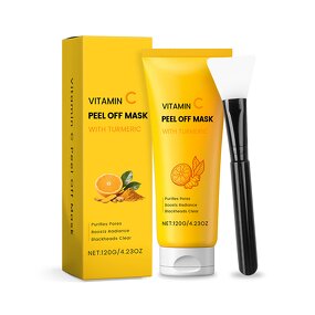 Facial Mask Manufacturer - Private Label Cleansing Anti Acne Skin Brighten Vitamin C Turmeric Facial Mask With Brush