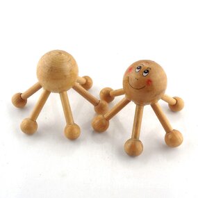 Body Massage Tool Manufacturer - Natural Wood Body Therapy Head Body Smile Face Wooden Massage Tool
