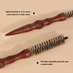 Hair Styling Comb Manufacturer - Private Label Factory Curly Hair Rolling Nylon Bristle Solid Wood Spiral Brush