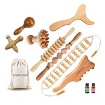 Massage Tool Set Manufacturer - Custom Wooden Guasha Massage Wood Tool Scalp Massager Full Body Muscle Pain Relief Therapy Kit
