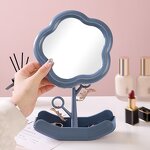 Makeup Mirror Manufacturer - Custom Logo Portable Desktop Sunflower Flower Makeup Mirror Single-Sided Plastic Rotatable Travel Mirror