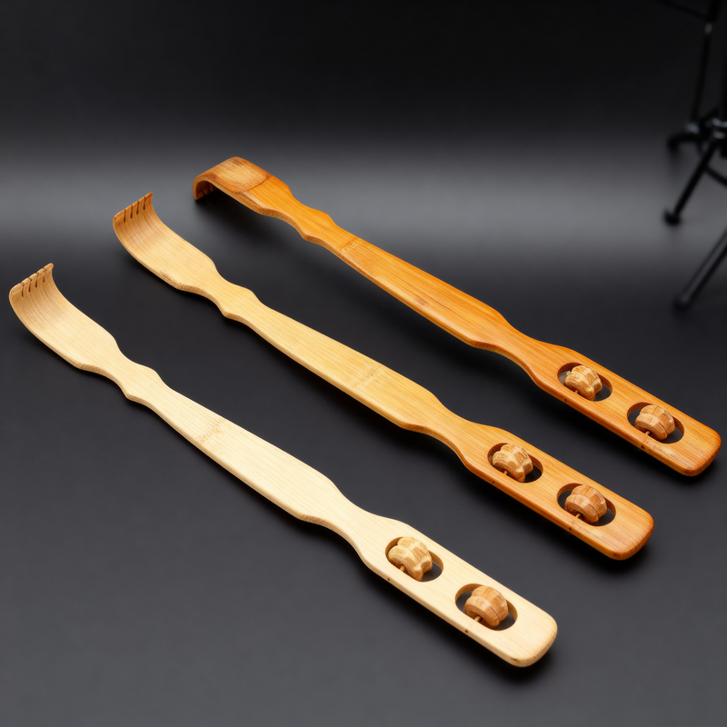 Back Scratcher Manufacturer - Hot Sales Self-enjoying Anti-itch Handheld Bamboo Back Scratcher with Shiatsu Roller