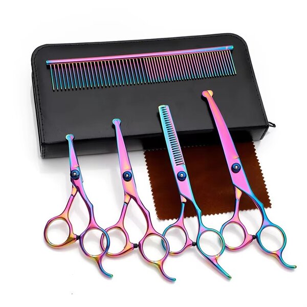 Pet Scissor Set Manufacturer - Hot Selling New Style Stainless Steel Safety Scissor Set Grooming for Pet Dogs and Cats