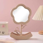 Makeup Mirror Manufacturer - Custom Logo Portable Desktop Sunflower Flower Makeup Mirror Single-Sided Plastic Rotatable Travel Mirror