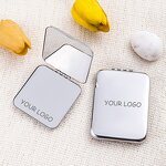 Pocket Mirror Manufacturer - 2025 New Custom Logo Portable Silver Round Stainless Steel Mini Hand Folding Pocket Mirror