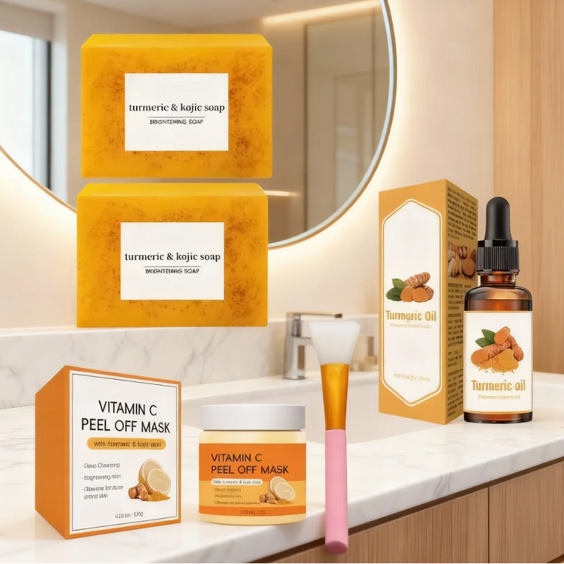 Soap Set Manufacturer - Skincare Dark Spot Removal Vitamin C Turmeric Oil & Kojic Acid Foam Soap Set