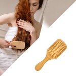 Hair Brush Manufacturer - Wholesale Natural Bamboo Wooden Portable Paddle Airbag Massage Comb with Wooden Handle