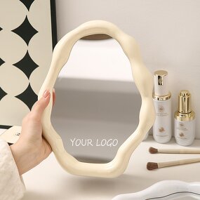 Makeup Mirror Manufacturer - Custom Logo Irregular Design Cloud Shaped Makeup Vanity Mirror Plastic Cosmetic Desk Tabletop Mirrors