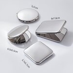 Pocket Mirror Manufacturer - 2025 New Custom Logo Portable Silver Round Stainless Steel Mini Hand Folding Pocket Mirror