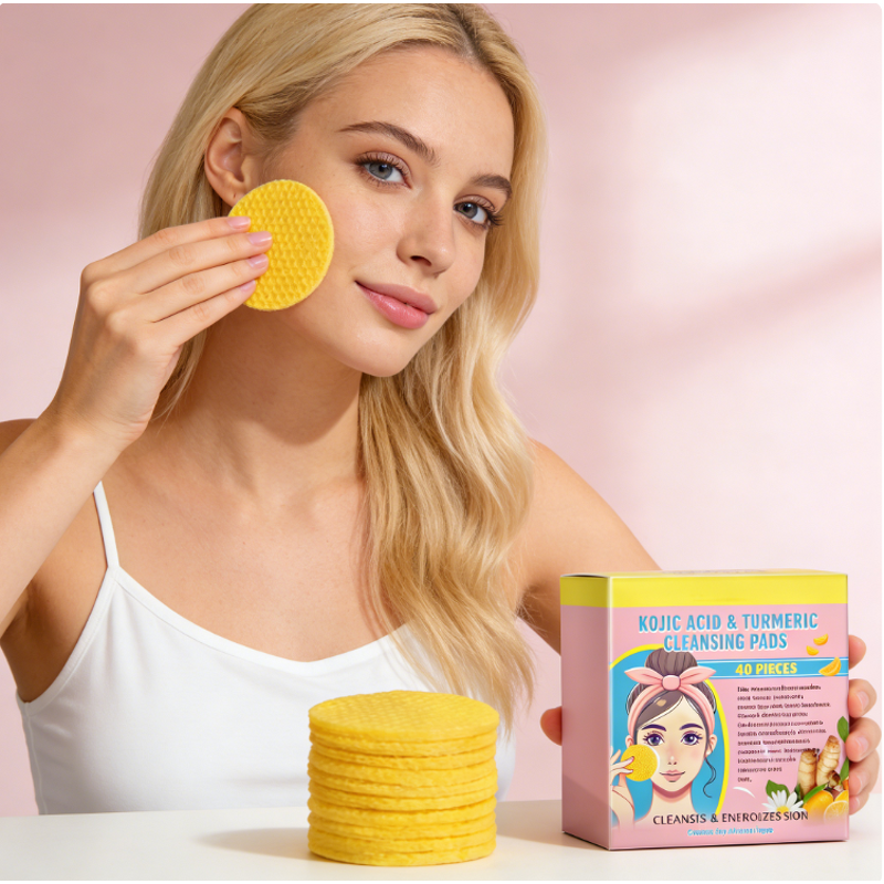 Cleansing Pads Manufacturer - Hot Selling Custom Private Label Facial Nourishing Moisturizing Pad Kojic Acid & Turmeric Cleansing Pads