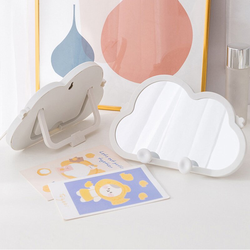 Makeup Mirror Manufacturer - Hot Selling Clouds Shape Girls` Desktop Mirror Private logo High Quality PVE Makeup Mirror Hanging Holes