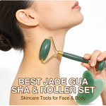 Facial Massager Set Manufacturer - Custom Logo Natural Jade Roller Anti-Aging Gua Sha Gift Box Body Neck Eye Care