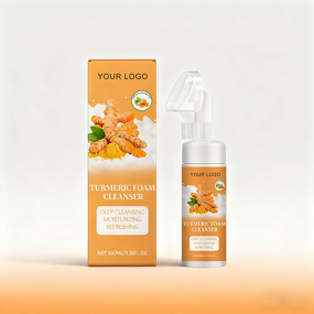 Facial Cleanser Manufacturer - Custom Private Label Women Simple Refreshing Turmeric Foaming Facial Wash Cleanser