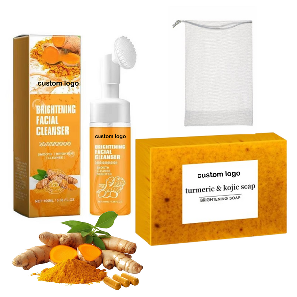 Soap Set Manufacturer - 100% Natural Organic Turmeric Soap Cleanser Set Facial Cleansing Moisturizing Oil Control Brightening Skincare Set