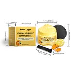 Clay Mask Manufacturer - Private Label Vitamin C & Turmeric Clay Face Mask Whitening Moisturizing Blackhead Mud Mask With Brush