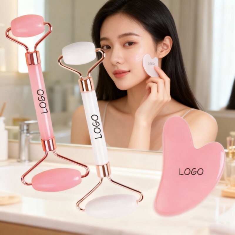 Massage Set Manufacturer - Wholesale Custom Logo Hot Selling Face Head Spa Massage Set Roller and Guasha for Beauty