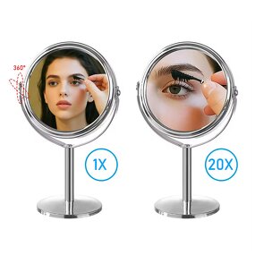 Makeup Mirror Manufacturer - Custom Logo 5X/10X/20X Rotation Double Sided Vanity Frame Cosmetic Makeup Mirror with Led Light