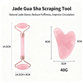 Facial Massage Tool Manufacturer - Custom logo Wholesale Natural Crystal Facial Jade Roller Gua Sha Pink White Gemstone Tool