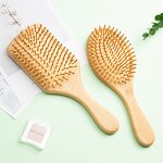 Hair Brush Manufacturer - Wholesale Natural Bamboo Wooden Portable Airbag Massage Comb with Wooden Handle