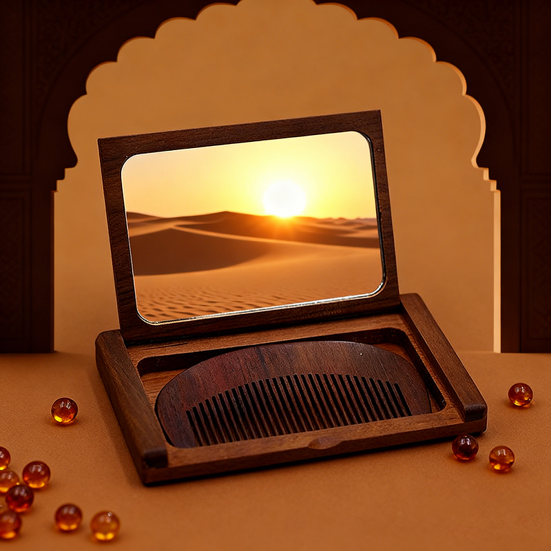 Makeup Mirror Manufacturer - Hot Selling Natural Bamboo Cute Compact Mirror Private logo Big Size Bear Compact Mirror for Girls