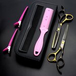 Hair Scissor Set Manufacturer - OEM Custom Wholesale Professional Stainless Steel Black Scissor Set Salon Hair Cutting Shears Kit
