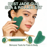 Facial Massager Set Manufacturer - Custom Logo Natural Jade Roller Anti-Aging Gua Sha Gift Box Body Neck Eye Care