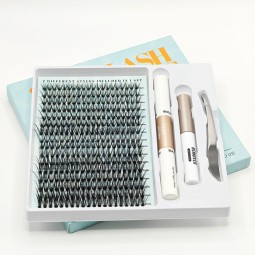 睫毛延长工厂-批发手工单簇貂毛DIY